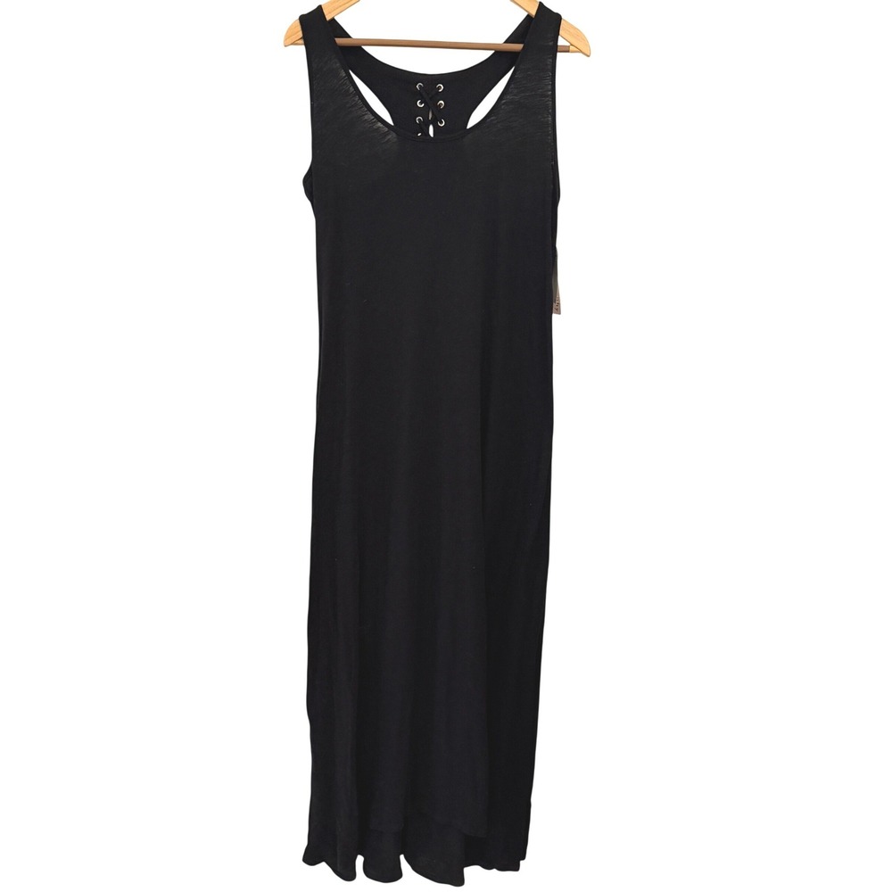 Philosophy Republic Clothing Maxi Dress Womens Small Black NWT Lace Up Racerback